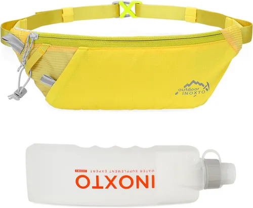 Miniatura 10 de INOXTO Cinturón delgado para correr con riñonera para mujeres y hombres, bolsa deportiva de cintura con botella de agua de 300ml para correr