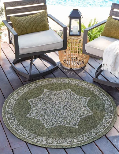 Miniatura 11 de Unique Loom Outdoor Traditional Collection - Alfombra de área antigua (4 pies 1 pulgada x 6 pies 1 pulgada, rectangular, beige y negro)