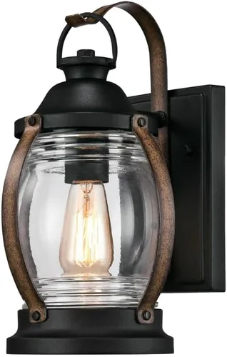 Miniatura 10 de Westinghouse 6120400 Canyon Craftsman - Lámpara de pared para exteriores con sensor de anochecer a amanecer, acabado negro texturizado, vidrio Negro