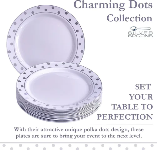 Miniatura 6 de Silver Spoons Platos desechables para fiesta – (20 piezas) juego de vajilla desechable resistente de 7.5 pulgadas, platos de plástico de comedor