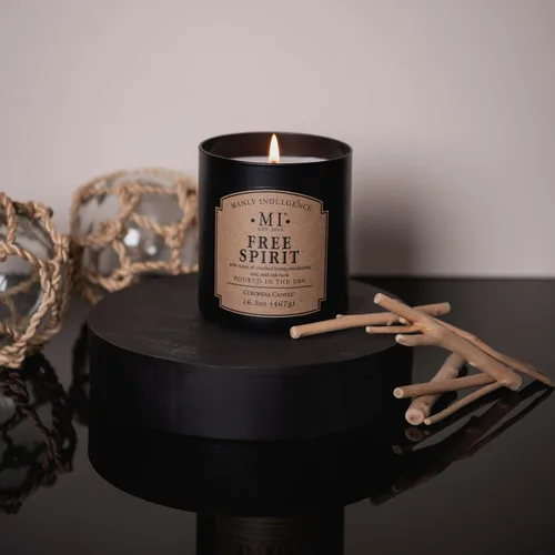 Miniatura 6 de Manly Indulgence Free Spirit - Velas perfumadas para hombres, 16.5 onzas, una sola mecha, cera de mezcla de soja premium, 60 horas de combustión