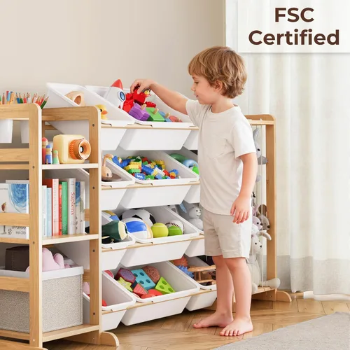 Miniatura 6 de Organizador de almacenamiento de juguetes con estantería y almacenamiento de animales de peluche, organización de sala de juegos para niños