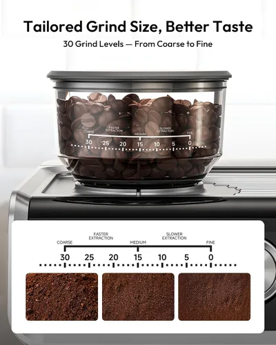 Miniatura 3 de EUHOMY Máquina de Espresso con Molinillo, Cafetera de 20 Bares con Varilla de Vapor para Espumar Leche, Máquinas de Café Espresso Profesionales