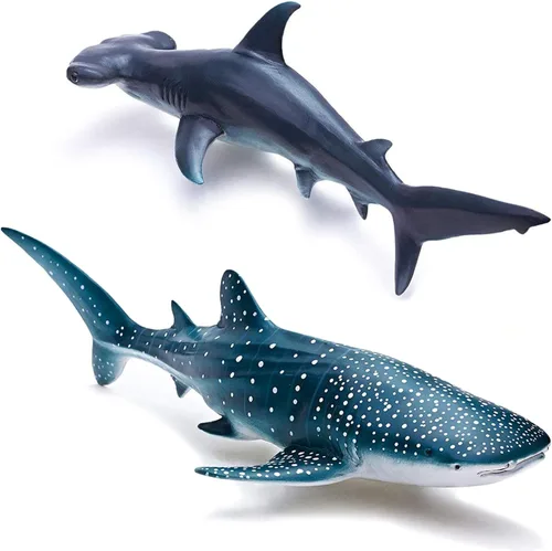 Miniatura 8 de Gemini&Genius Juguetes de Tiburón Ballena y Tiburón Martillo, Figuras de Acción de Animales Marinos del Océano, Conjunto de Juguetes