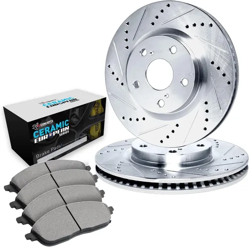 R1 Concepts Frenos traseros y rotores | Kits de frenos de repuesto automotrices | Kit de pastillas de freno y rotores de cerámica trasera |