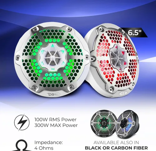 Miniatura 3 de DS18 Hydro NXL-6M/WH - Par de altavoces coaxiales para parrilla de malla de alta gama, altavoz de automóvil de 2 vías con luces RGB integradas