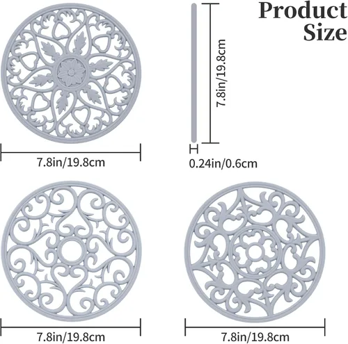 Miniatura 2 de Salvamanteles de silicona, almohadillas y tapetes intrincadamente tallados, tapete flexible y moderno para mesa de cocina, resistente al calor, B