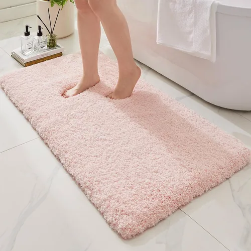 Miniatura 43 de Alfombras de baño antideslizantes, lavables, ultra gruesas, suaves, de microfibra absorbente, de látex de espuma de alta densidad, con respaldo Beige
