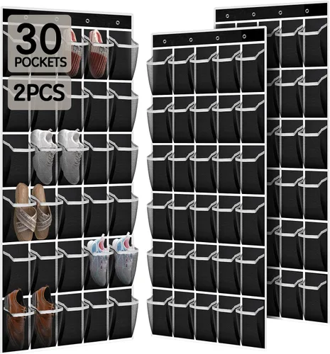 Miniatura 11 de Kotkn Organizador de zapatos sobre la puerta con 30 bolsillos de malla transpirable - Almacenamiento de armario de gran capacidad para hombres