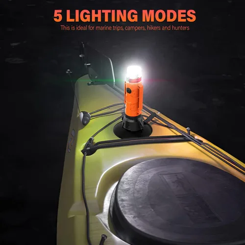 Miniatura 3 de GOODSMANN Luz LED de señal redonda para barco con ventosa y base magnética para kayak de barco