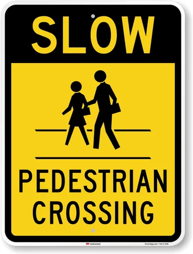 Miniatura 14 de SmartSign Letrero "Slow - Peatón Crossing" 12 x 18 pulgadas, aluminio reflectante de grado de ingeniero 3M Negro y amarillo