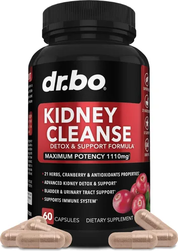 Suplemento de limpieza y desintoxicación renal - Extracto natural de arándano, bayas de enebro, Buchu y Uva Ursi para apoyar la salud de los