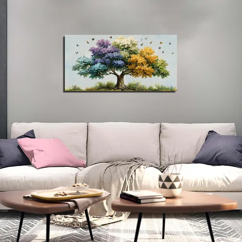Miniatura 2 de Kepgonegu Arte de pared de árbol de la vida grande para sala de estar, paisaje, impresiones en lienzo coloridas de mariposas para dormitorio