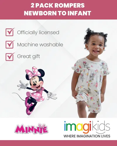 Miniatura 3 de Disney Paquete de 2 mamelucos de princesa Minnie Mouse Ariel para bebés recién nacidos a bebés