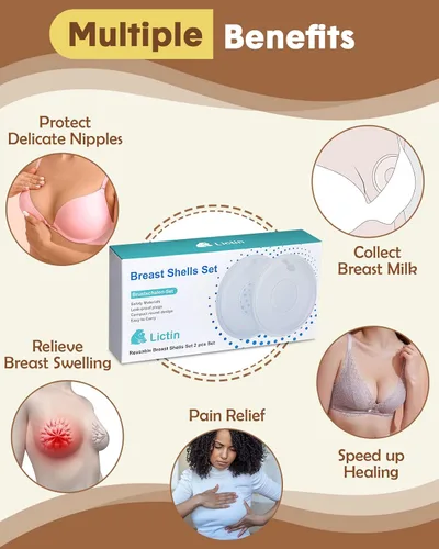 Miniatura 4 de Lictin Colector de leche para leche materna, conchas de pecho y receptor de leche para alivio de la lactancia materna (2 en 1), protege los pezones
