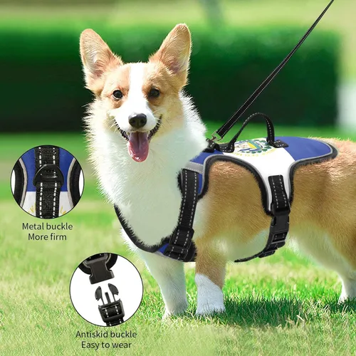 Miniatura 4 de Arnés ajustable sin tirones para perros pequeños, chaleco para mascotas con correa, chaleco reflectante con clip frontal con asa, fácil control