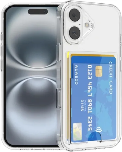 Miniatura 19 de 【Actualización】 Funda tipo cartera transparente para iPhone 13, antiamarilleo, delgada, parachoques de TPU + funda trasera de policarbonato con 2