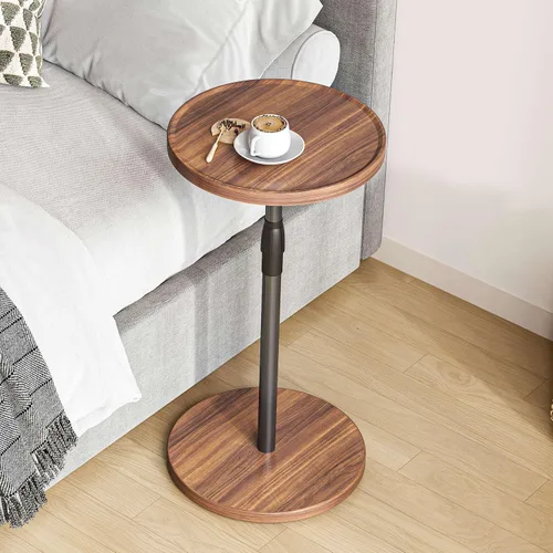 Miniatura 4 de Mesa auxiliar redonda ajustable, mesa auxiliar pequeña, mesa de bebida con pedestal para espacios pequeños, mesita de noche redonda alta para sala