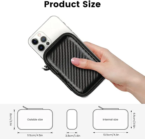 Miniatura 8 de Estuche para auriculares, estuche de transporte para auriculares, bolsa de almacenamiento de auriculares de EVA dura, pequeña bolsa con cremallera