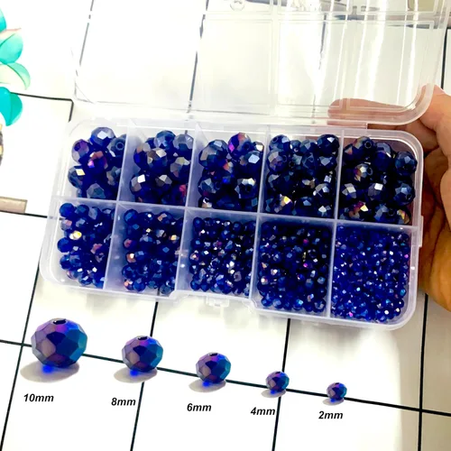 Miniatura 8 de Cuentas facetadas de cristal de color AB (azul rey), cuentas facetadas Rondelle surtidas, suministros variados, cuentas sueltas espaciadoras
