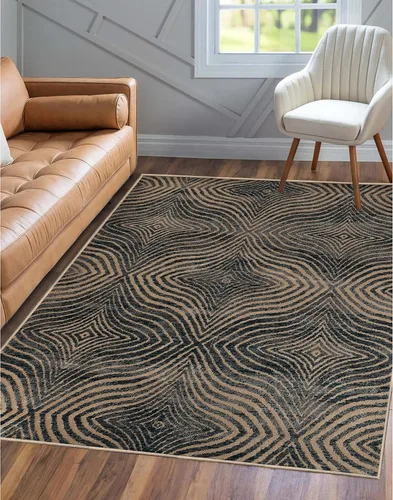Miniatura 8 de Superior Alfombra de área de 2 x 3 pies y 0.394 in de altura con respaldo de yute, tejida a la moda y asequible colección Abner, color negro