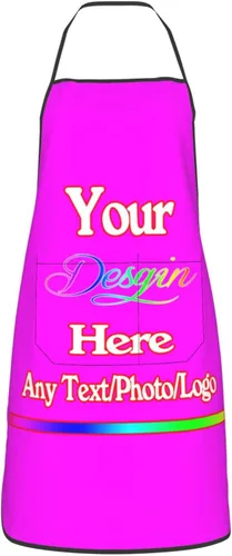 Miniatura 26 de Delantal de diseño personalizado para mujeres y hombres con bolsillos, delantal de cocina personalizado, diseño de logotipo de texto