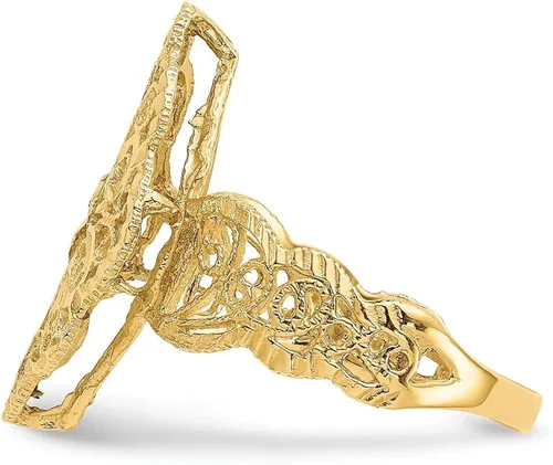 Miniatura 4 de Anillo de filigrana de oro amarillo macizo de 14 quilates con corte de diamante.