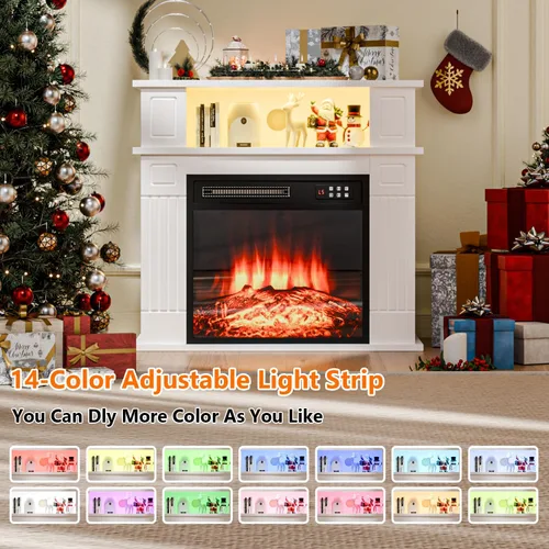 Miniatura 5 de BOSSIN - Chimenea eléctrica de 28 pulgadas con repisa, inserto de chimenea reemplazable con control remoto, independiente, efecto realista de leña