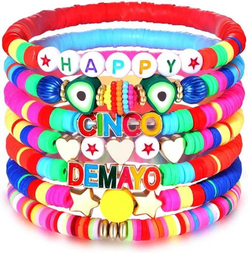 Miniatura 286 de Surfer Heishi - Pulseras apilables para mujer, apilables, de vinilo arcoíris, disco de arcilla, pulseras elásticas para la amistad, joyería bohemia