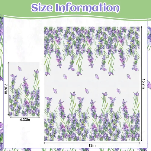 Miniatura 4 de Geyoga 200 servilletas de lavanda de 2 capas de flores de lavanda moradas, toallas de mano desechables, servilletas de papel decorativas para baño