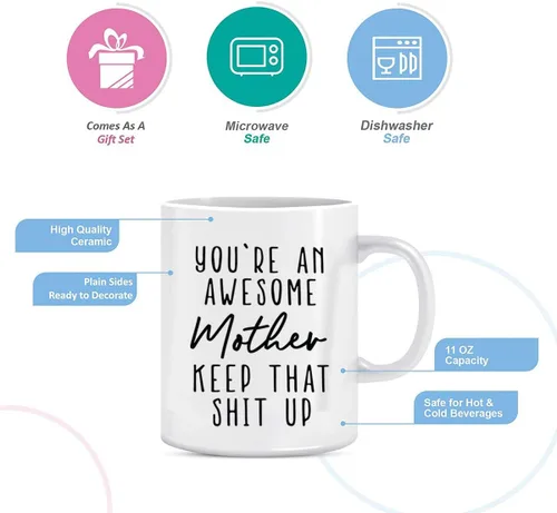 Miniatura 4 de BLUE RIBBON Taza de café de 11 onzas – You're An Awesome Mother Keep That Up, en caja de regalo decorativa con espuma