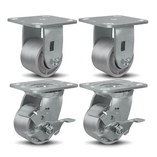 Miniatura 57 de Ruedas giratorias de 4 x 2 pulgadas, ruedas industriales resistentes, ruedas giratorias con rodamiento de rodillos - Ruedas de hierro fundido