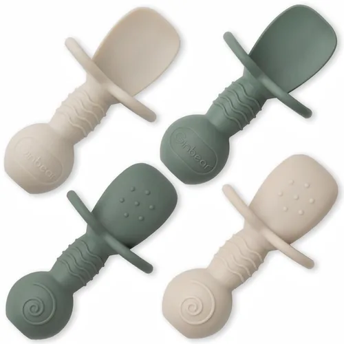 Miniatura 11 de Ginbear Cucharas de silicona platino para bebé, alimentación autónoma de 6 meses, primera etapa, utensilios de destete LED no tóxicos