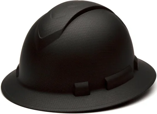 Pyramex Ridgeline - Casco duro de ala completa con trinquete de 4 puntos, patrón de grafito negro mate