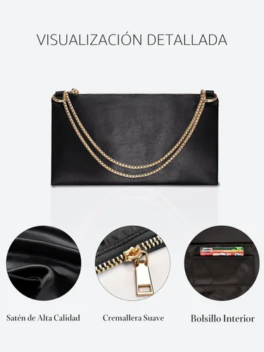 Miniatura 4 de oscaurt Bolso de noche para mujer, cartera de hombro de satén para graduación, compromiso, cóctel, fiesta, boda