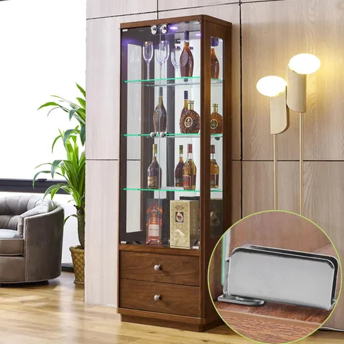 Miniatura 5 de Bisagra de puerta de cristal, 2 pares de bisagras de pivote de puerta de vidrio montadas en el lado de acero, sin marco, abrazadera ajustable, kit