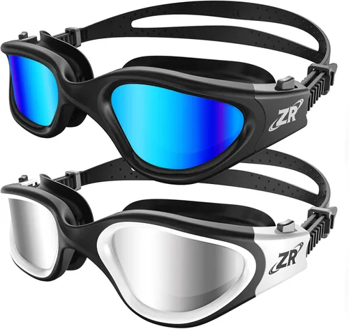 Miniatura 10 de ZIONOR Gafas de natación, 2 paquetes de gafas de natación polarizadas G1 para adultos, hombres y mujeres A1-polarizado Whitegold & Clearwhite