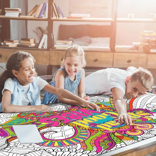 Miniatura 6 de Naozinebi Pósteres gigantes para colorear de mandala grandes, carteles de dibujo motivacional, animales africanos, mantel para colorear gigante