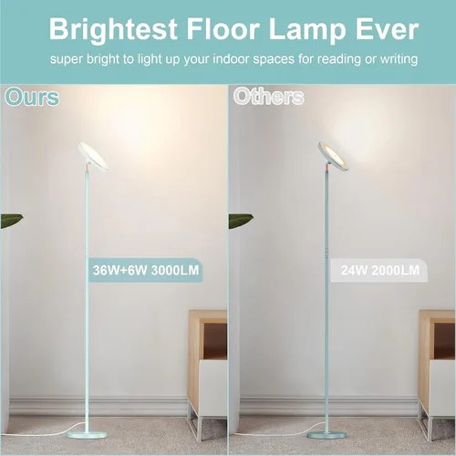 Miniatura 9 de Lámpara de pie brillante para sala de estar, luces LED de habitación de 42 W con control remoto, 3700 lm RGBW moderna luz de pie alta
