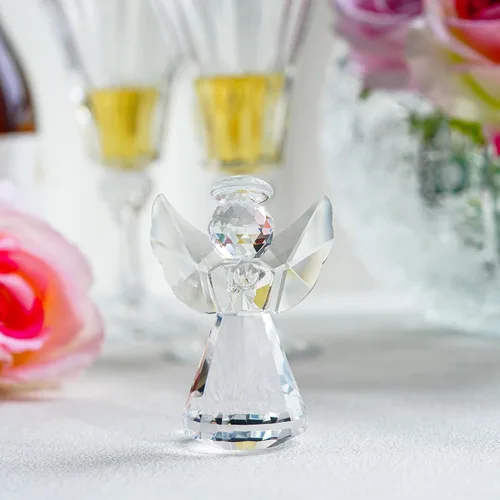 Miniatura 3 de HDCRYSTALGIFTS Figura de Ángel Guardián de Cristal de 3 pulgadas Pisapapeles Decorativo de Vidrio Estatua de Ángel de Navidad Ornamentos Arte Regalo