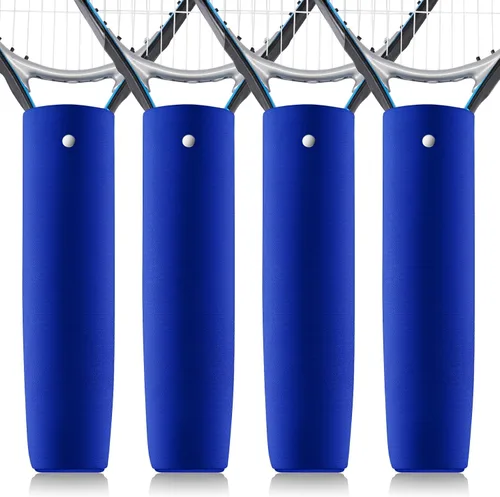 Miniatura 7 de Blueweenly 4 fundas para mango de raqueta de tenis, cubierta de agarre de raqueta de tenis, mango protector extraíble antideslizante de lona