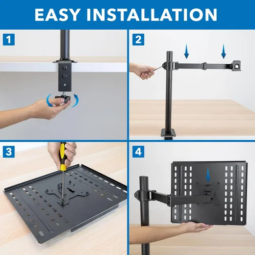 Miniatura 4 de Mount-It! Soporte de escritorio para laptop, brazo ergonómico totalmente ajustable para laptop con bandeja ventilada, gestión de cables, abrazadera