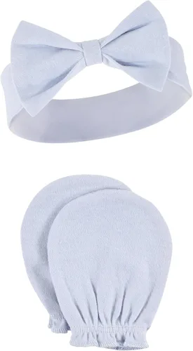 Miniatura 134 de Hudson Baby Conjunto de diadema de algodón y manoplas para rascar para bebé