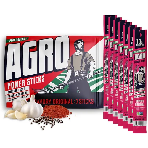 Miniatura 8 de AGRO POWER - Palitos veganos de cecina, 0.35 oz de proteína por barra, sabor teriyaki a base de plantas, bolsa de 7 palitos, sin OMG, 40% menos