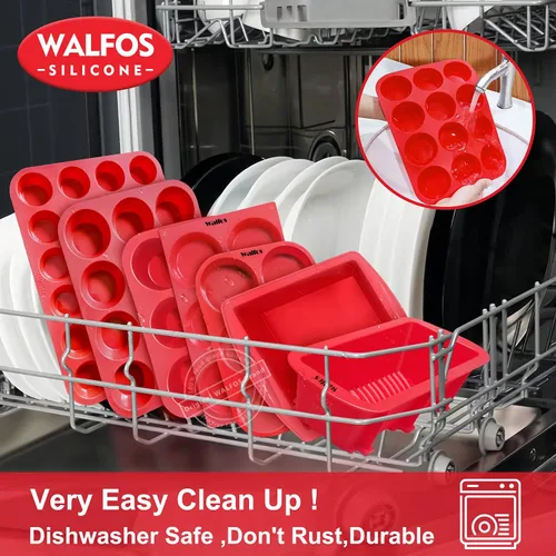 Miniatura 6 de Walfos Moldes de silicona para magdalenas de 4 pulgadas, tamaño jumbo de 4 pulgadas, resultados perfectos, antiadherentes, bandeja para hornear