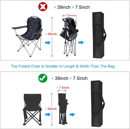 Miniatura 6 de PATIKIL Bolsa de repuesto para silla de campamento de 39 pulgadas, paquete de 2 bolsas de transporte plegables de nailon, bolsa grande