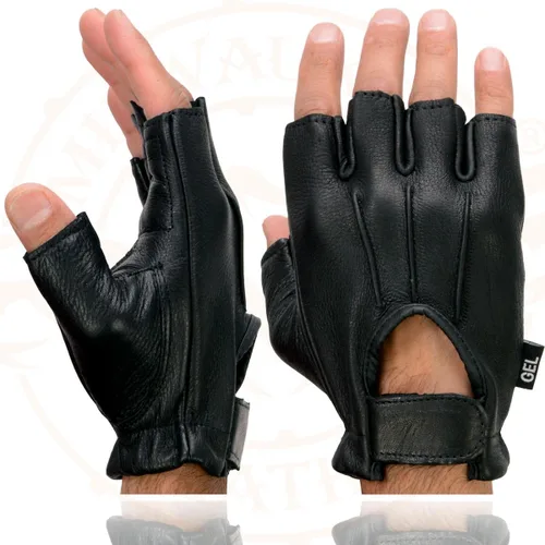 Miniatura 3 de Guantes sin dedos de piel de ciervo para hombre