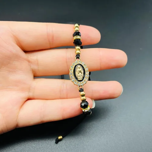 Miniatura 4 de Pulsera Virgen María con cordón ajustable Nuestra Señora de Guadalupe Pulsera de cuentas de cristal