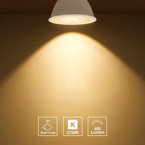 Miniatura 2 de GEPLAD Paquete de 4 bombillas LED MR16 equivalente a 50 W, equivalente a halógeno, 2700 K, blanco cálido, 5 W GU5.3 MR16 12 V, no regulable, ángulo