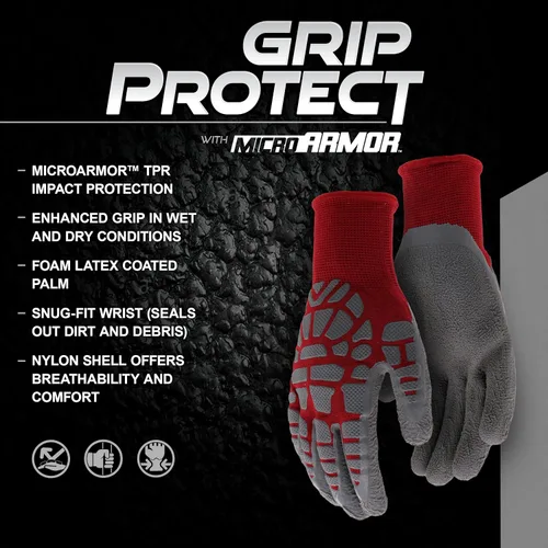 Miniatura 5 de BOSS Guante de Trabajo de Agarre Táctil con Micro Armadura de Espuma de Látex Sumergido, Cáscara de Nylon, Resistente al Agua, Resistente a